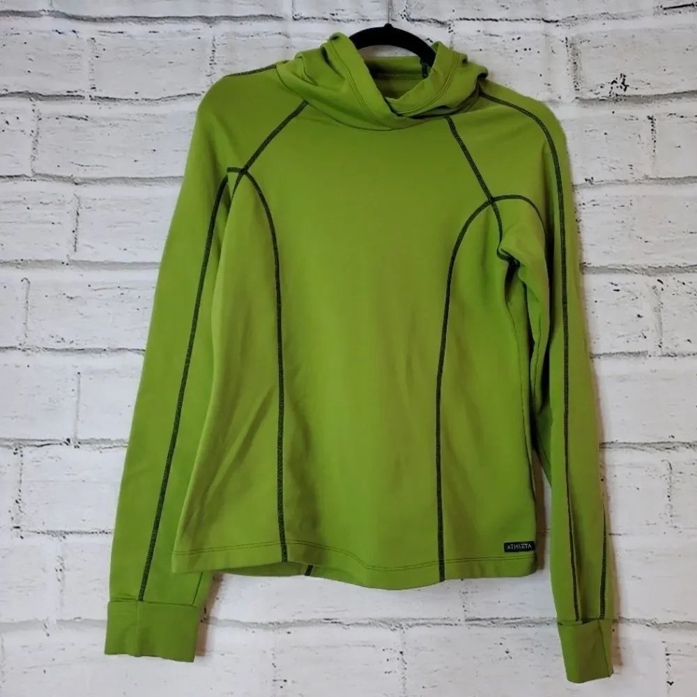 Athleta pullover long sleeve stretchy warm green hoodie size medium